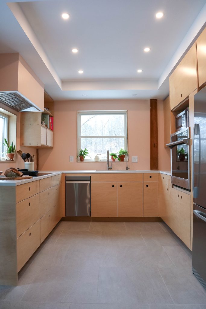 Clear-coated plywood kitchen in Trumansburg, NY