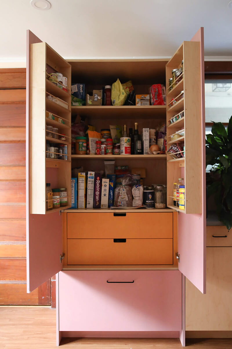 Larder with Interior Drawers and Spice Racks